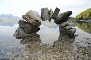 a bridge with stones